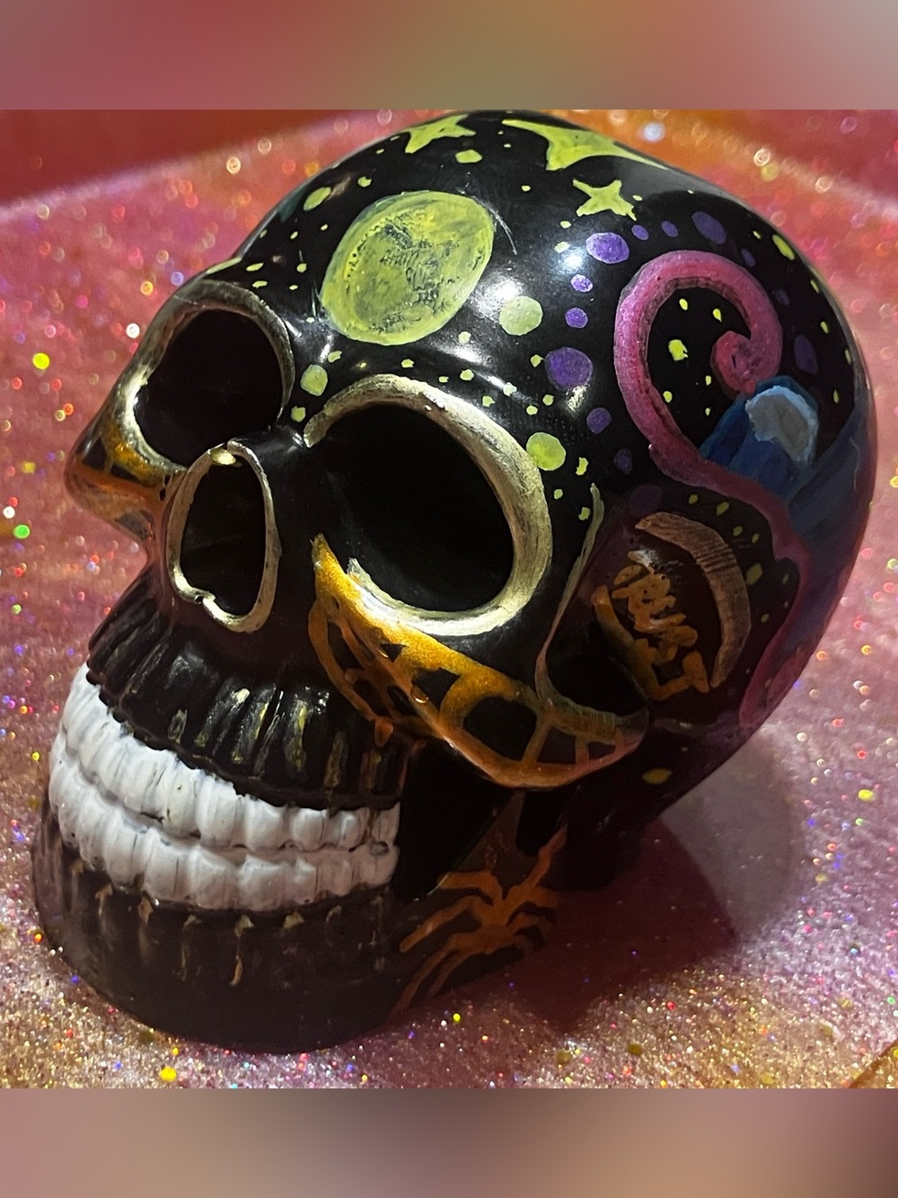 Handpainted resin skull